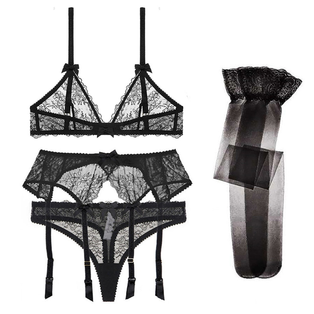 4-częściowy koronkowy komplet bielizny Allie-lorana.eu