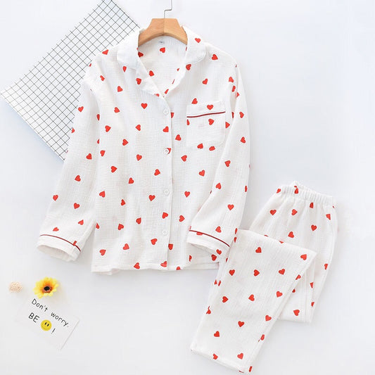 Pyjama en coton avec cœur pour dames-lorana.eu