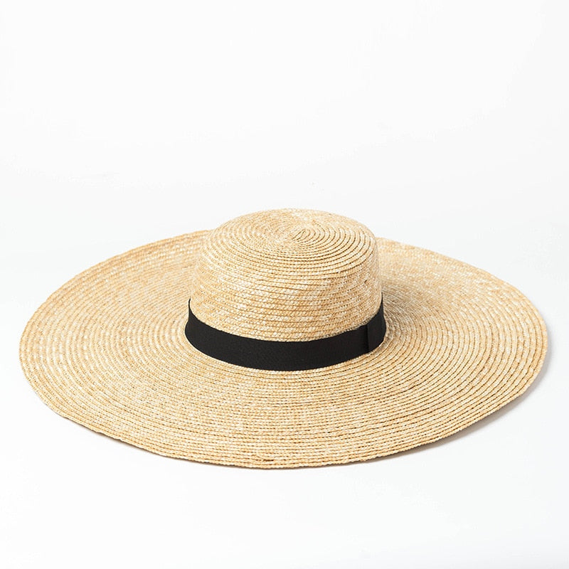 Chapeau de plage en paille avec ruban-lorana.eu