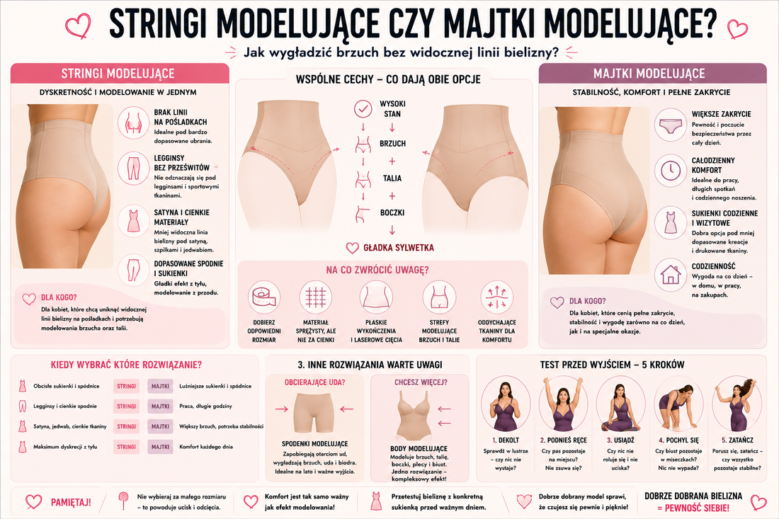 Stringi modelujące czy majtki modelujące? Jak wygładzić brzuch bez widocznej linii bielizny?