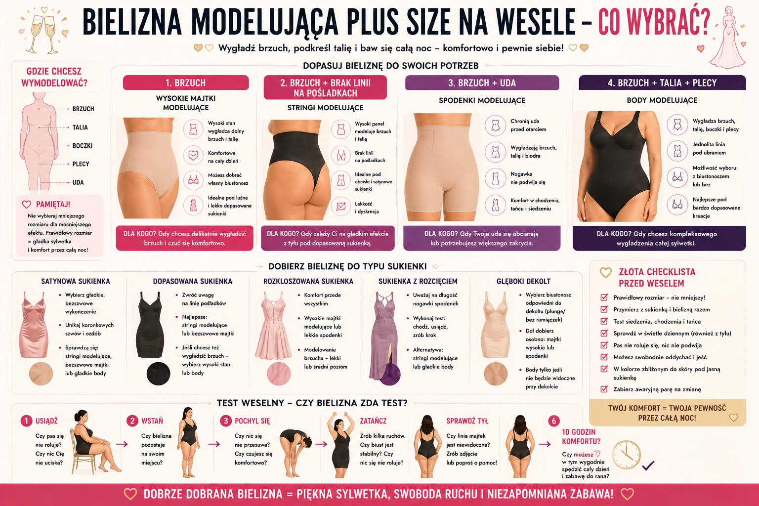 Bielizna modelująca plus size na wesele – co wybrać pod sukienkę, żeby wygładzić brzuch i czuć się komfortowo?