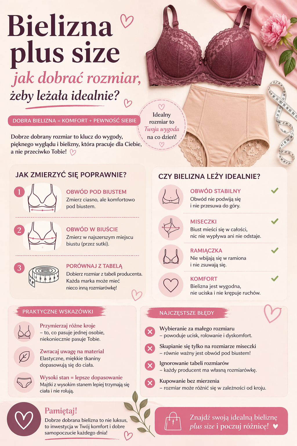Bielizna plus size – jak dobrać rozmiar, żeby leżała idealnie?