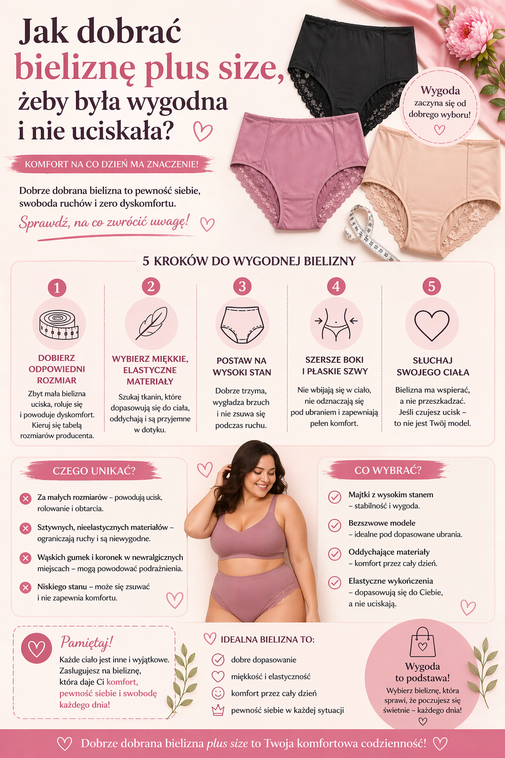 Jak dobrać bieliznę plus size, żeby była wygodna i nie uciskała?
