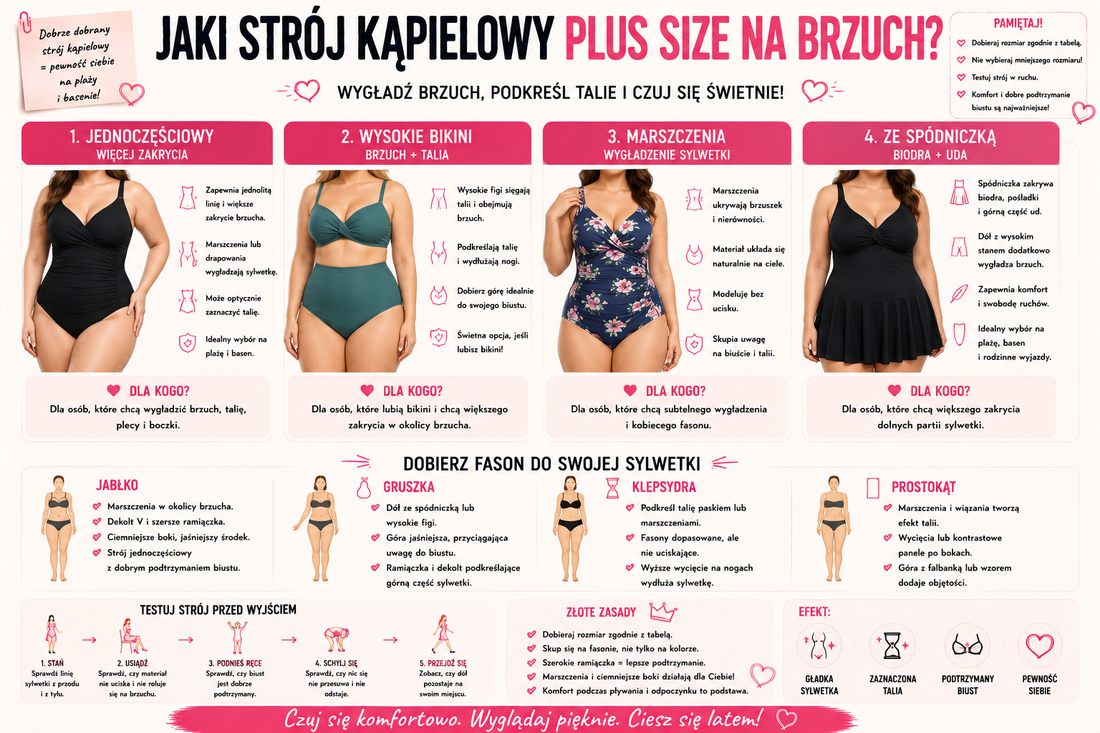 Jaki strój kąpielowy plus size na brzuch? Fasony, które wygładzają i podkreślają talię
