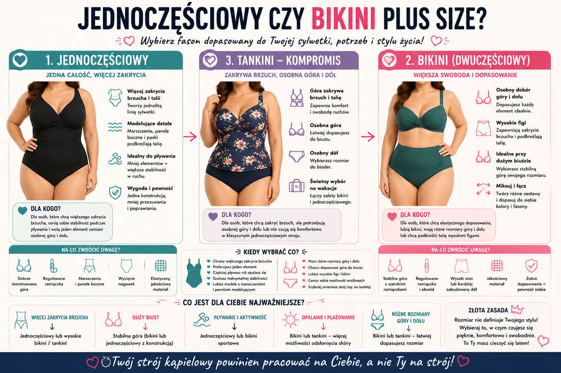 Jednoczęściowy czy dwuczęściowy strój kąpielowy plus size – który wybrać?
