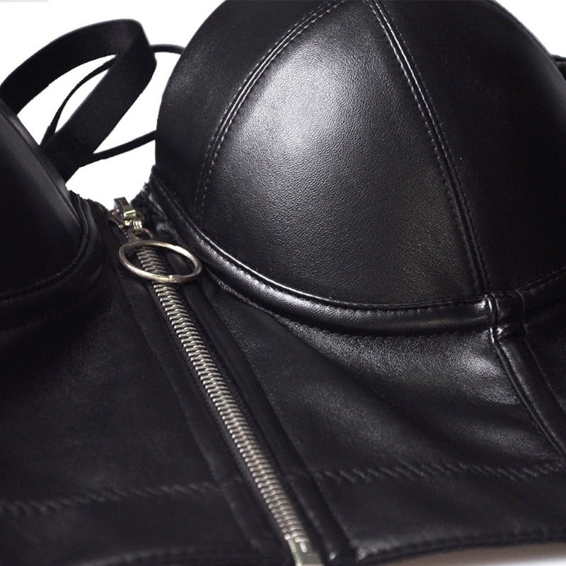 Skórzany gorset w formie topu plus size Geneviève-lorana.eu