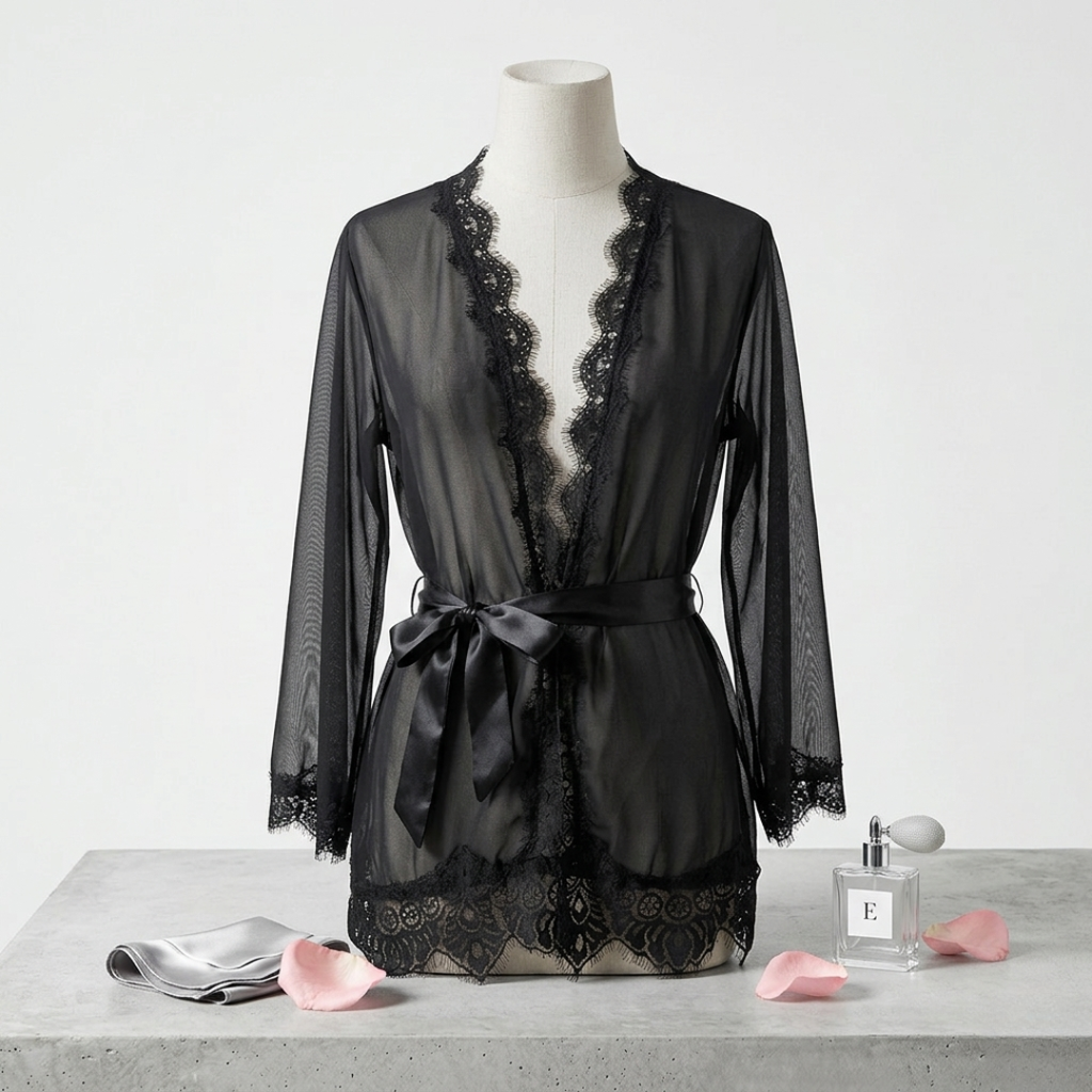 Prześwitujący szlafrok plus size Joséphine