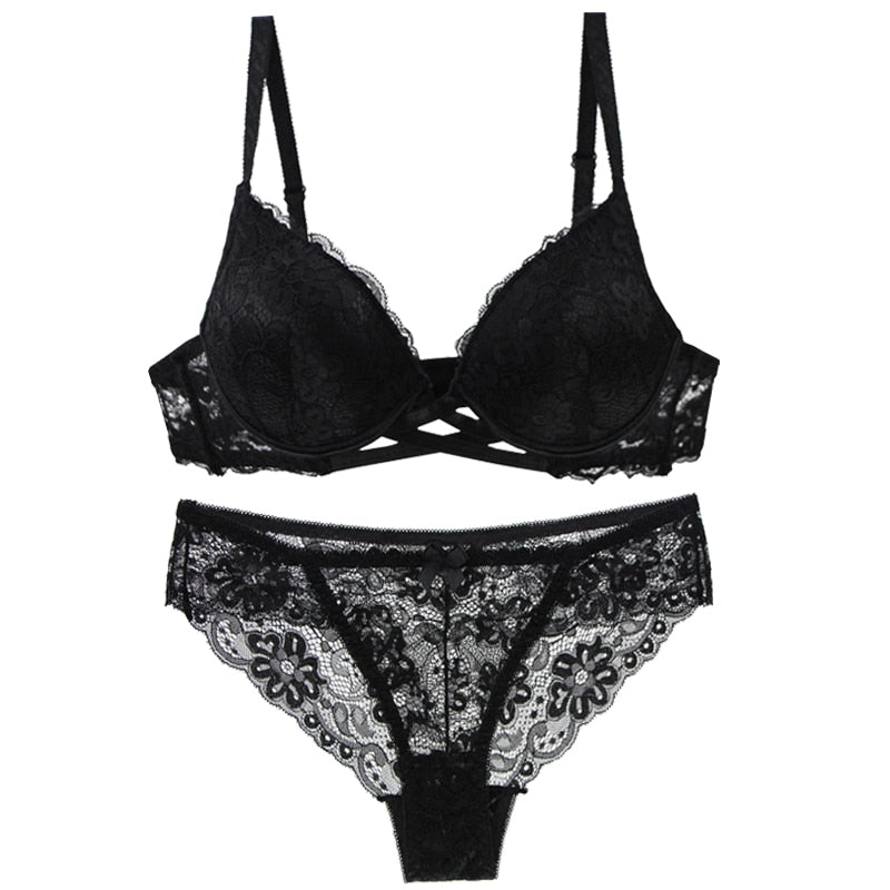 Koronkowy komplet bielizny PUSH-UP Plus Size Élodie-lorana.eu