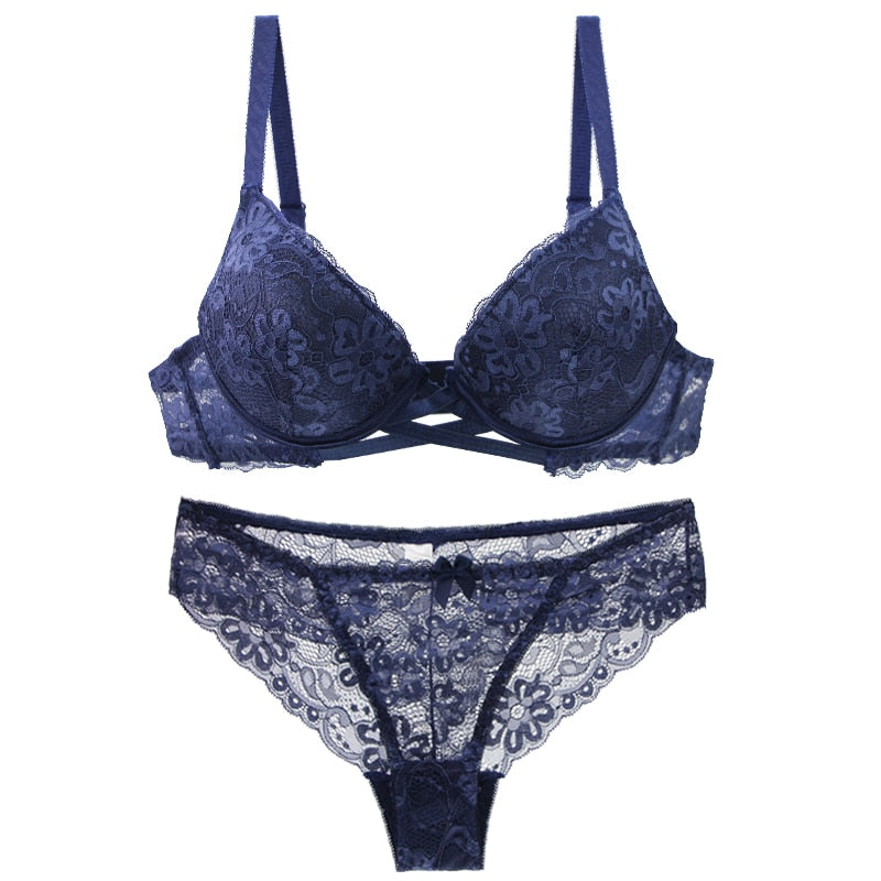 Koronkowy komplet bielizny PUSH-UP Plus Size Élodie-lorana.eu