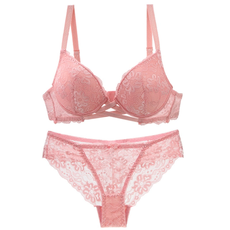 Koronkowy komplet bielizny PUSH-UP Plus Size Élodie-lorana.eu
