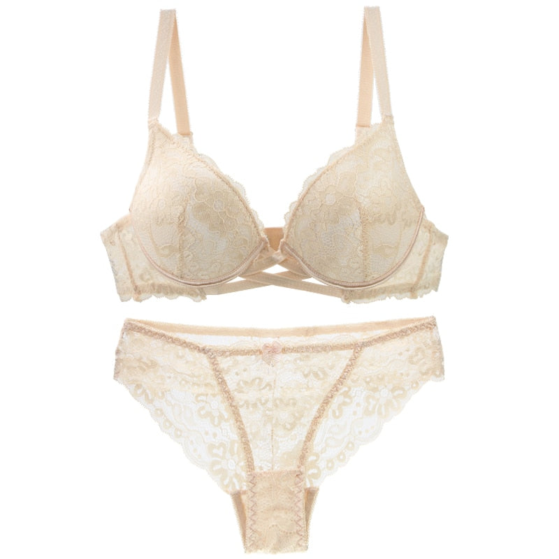 Koronkowy komplet bielizny PUSH-UP Plus Size Élodie-lorana.eu