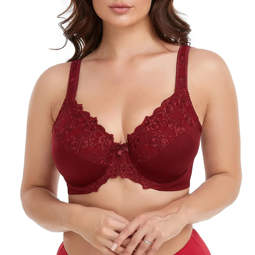 Biustonosz z fiszbinami i koronką duże miseczki plus size Anaëlle-lorana.eu