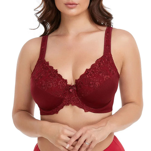 Biustonosz z fiszbinami i koronką duże miseczki plus size Anaëlle-lorana.eu