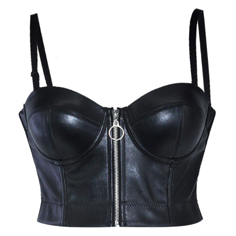 Skórzany gorset w formie topu plus size Geneviève-lorana.eu