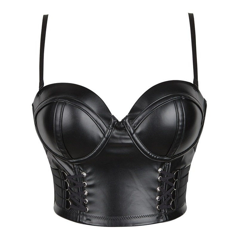 Skórzany gorset w formie topu plus size Célestine-lorana.eu