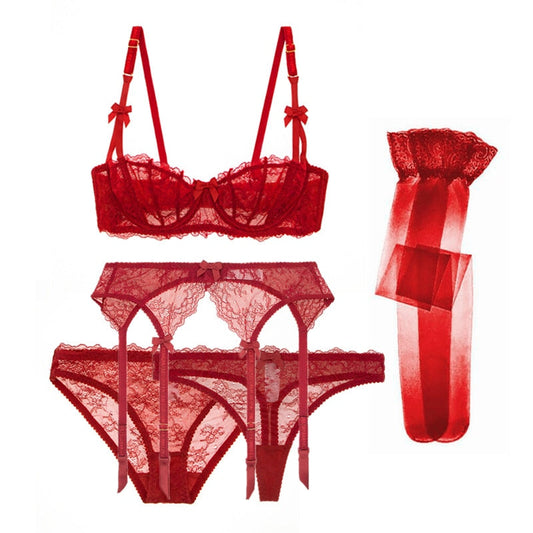 Ensemble de lingerie en dentelle 5 pièces-lorana.eu