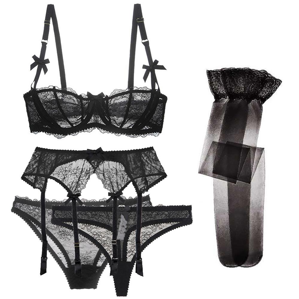 Ensemble de lingerie en dentelle 5 pièces-lorana.eu