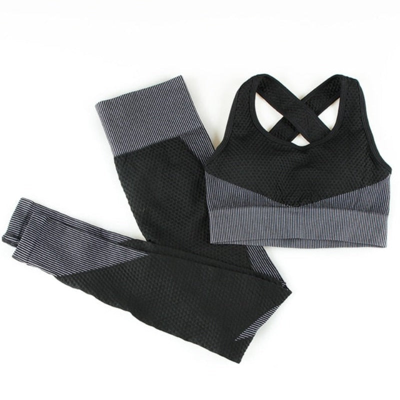 Ensemble de sport avec soutien-gorge à bretelles croisées-lorana.eu